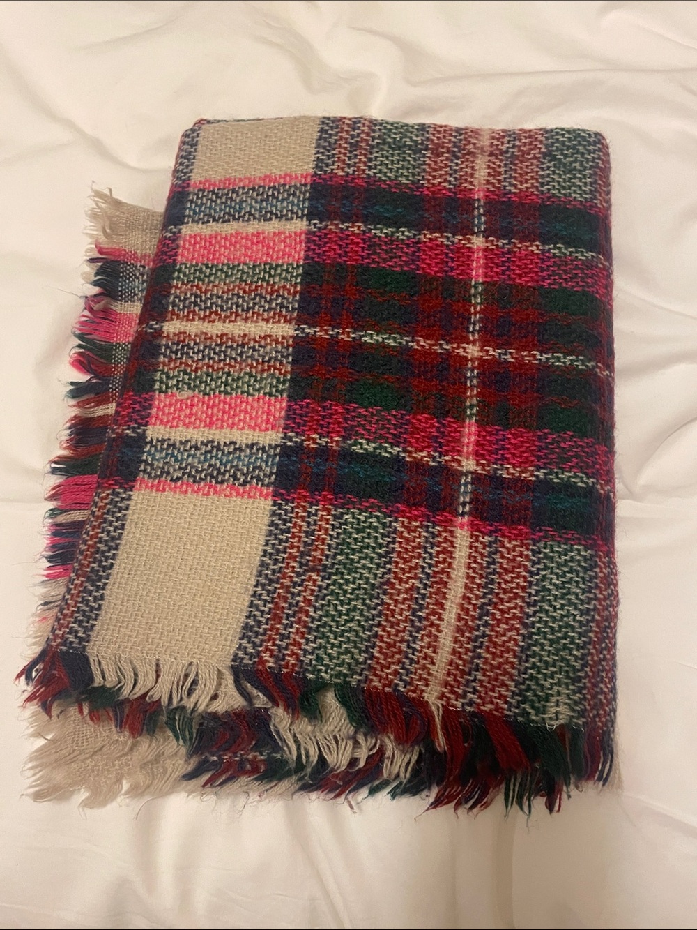 Plaid Fringe Blanket Scarf